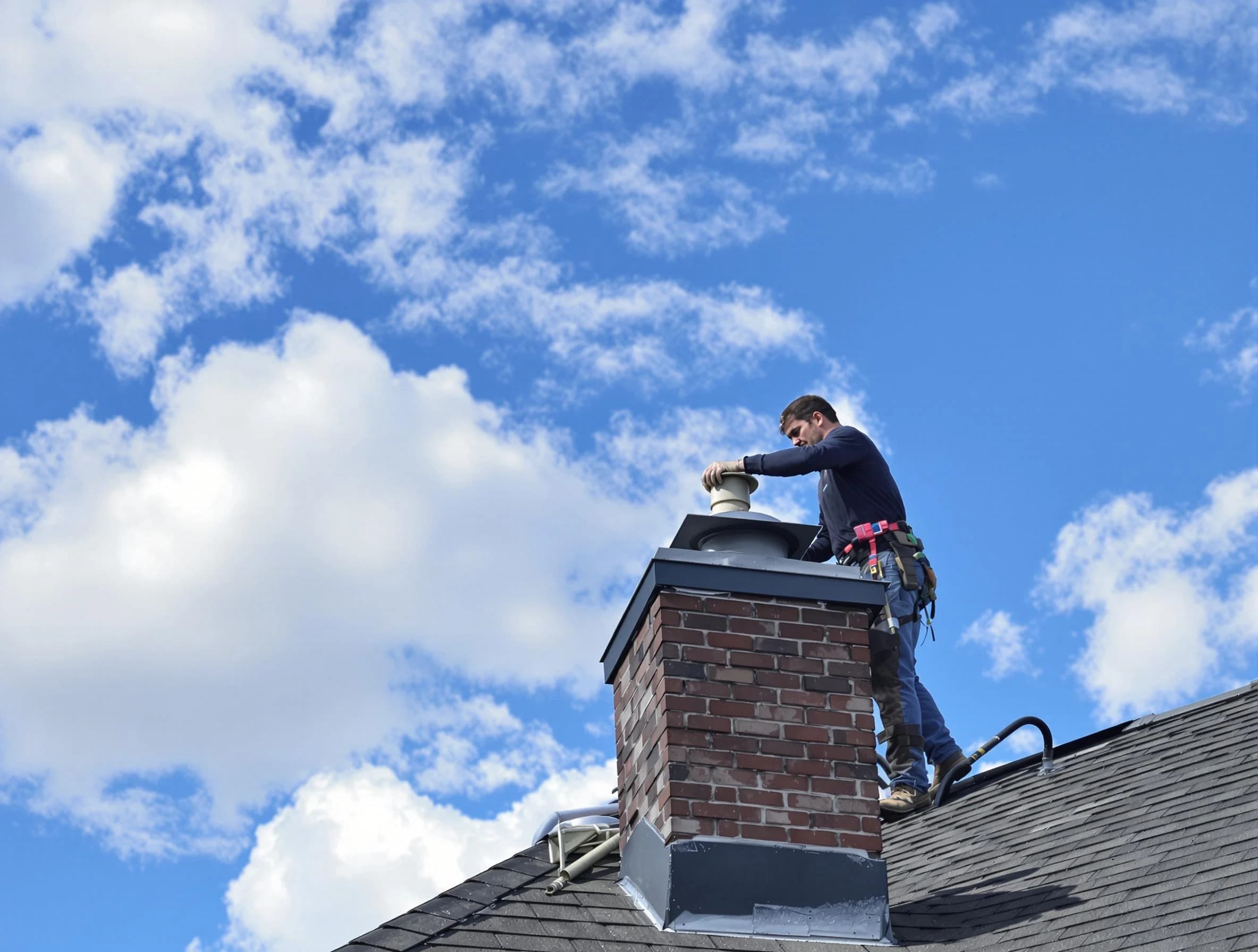 Doraville Chimney Sweep installing a sturdy chimney cap in Doraville, GA