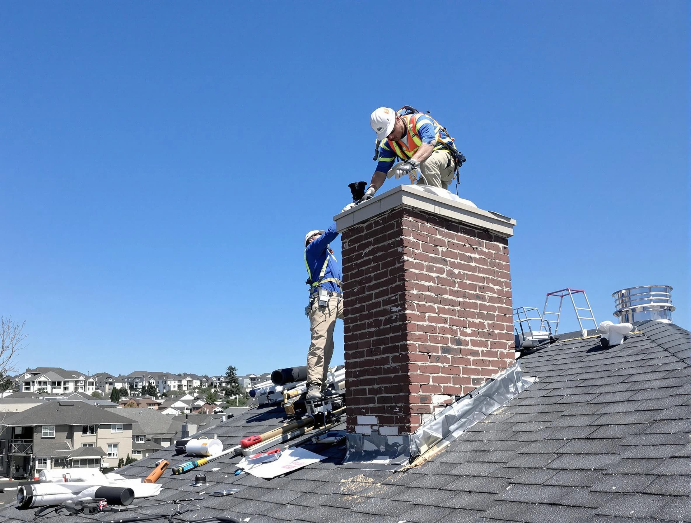 Doraville Chimney Sweep repairing a chimney crown in Doraville, GA