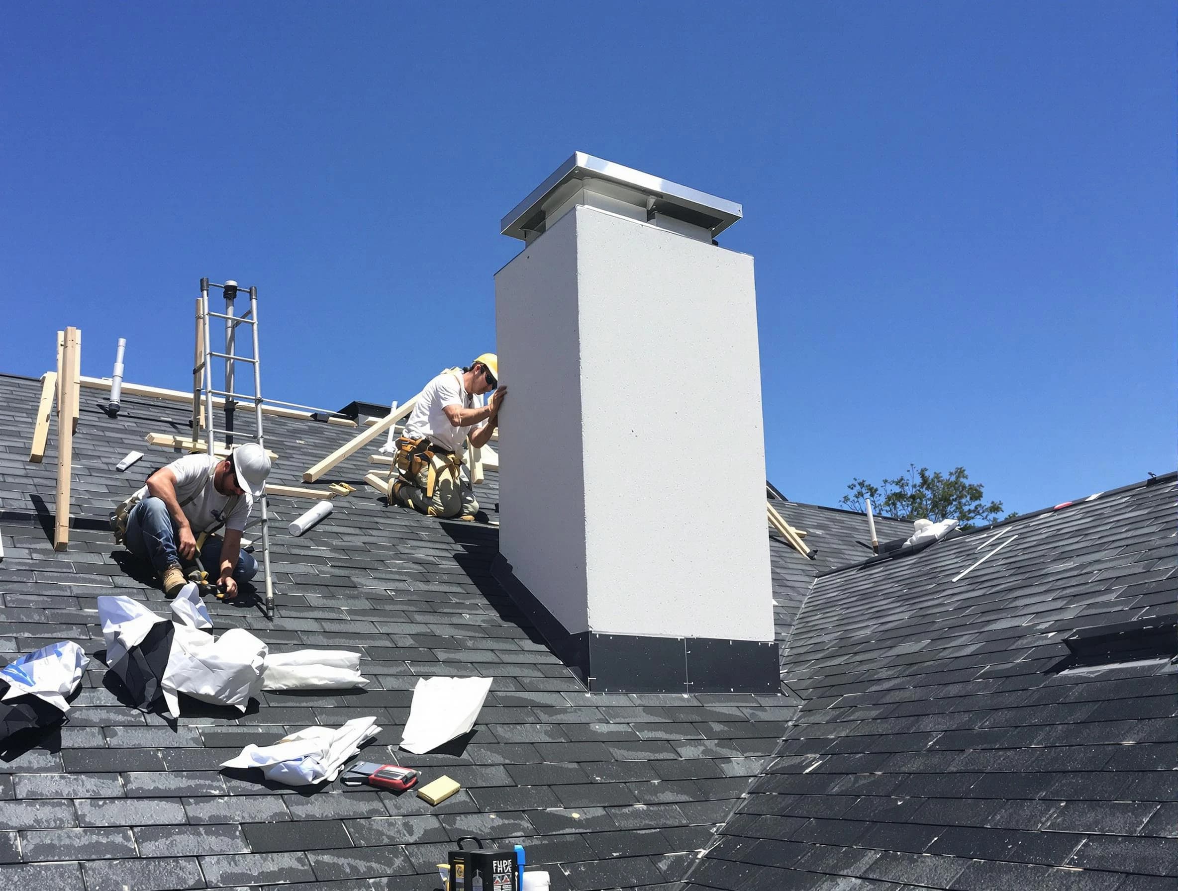 Doraville Chimney Sweep crew installing a new chimney in Doraville, GA