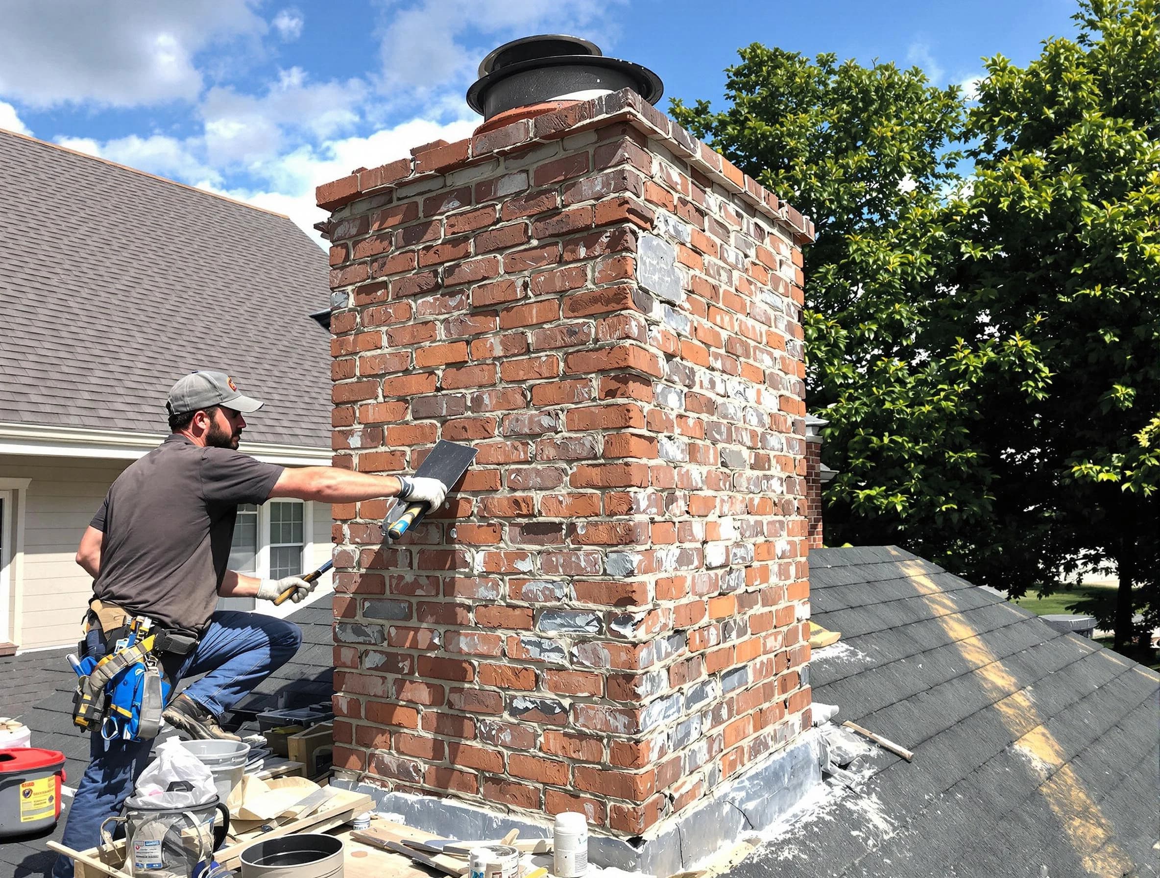 Completed chimney rebuild by Doraville Chimney Sweep in Doraville, GA