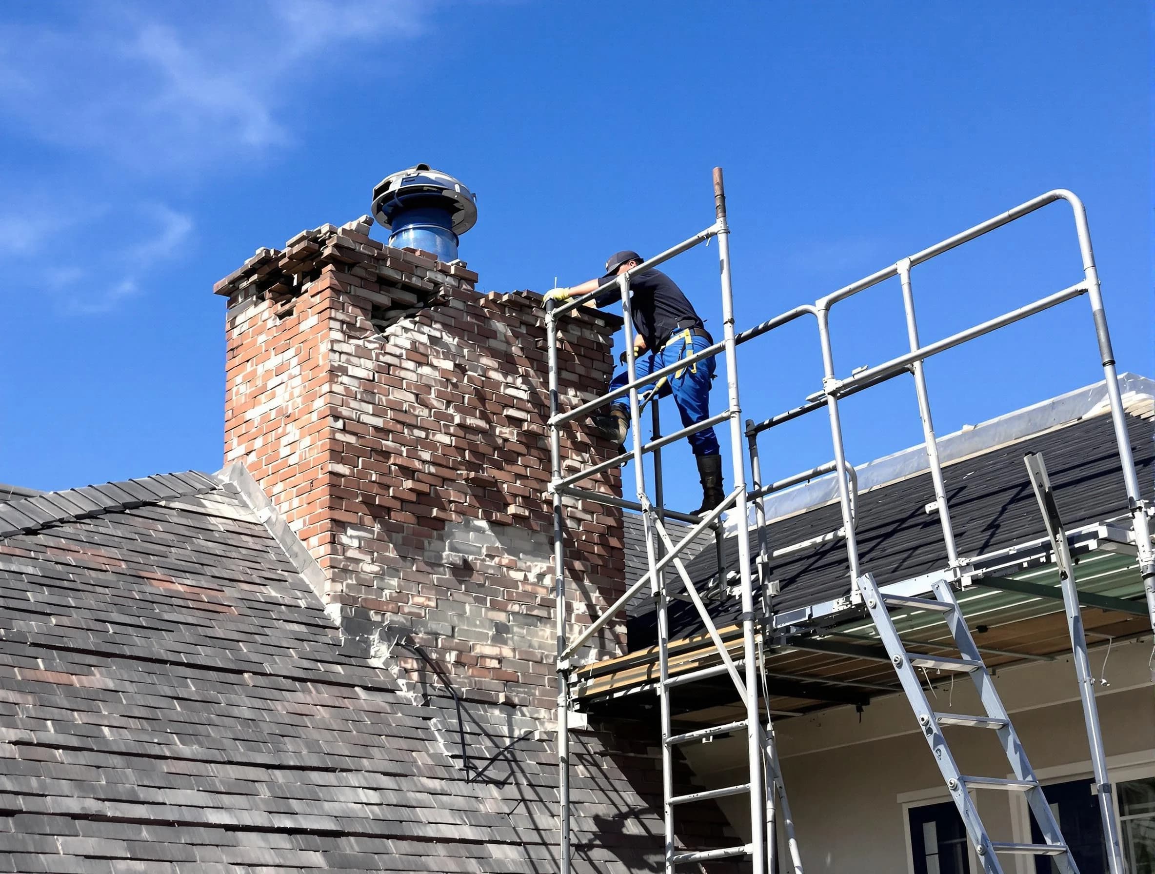 Rebuilding a chimney structure by Doraville Chimney Sweep in Doraville, GA