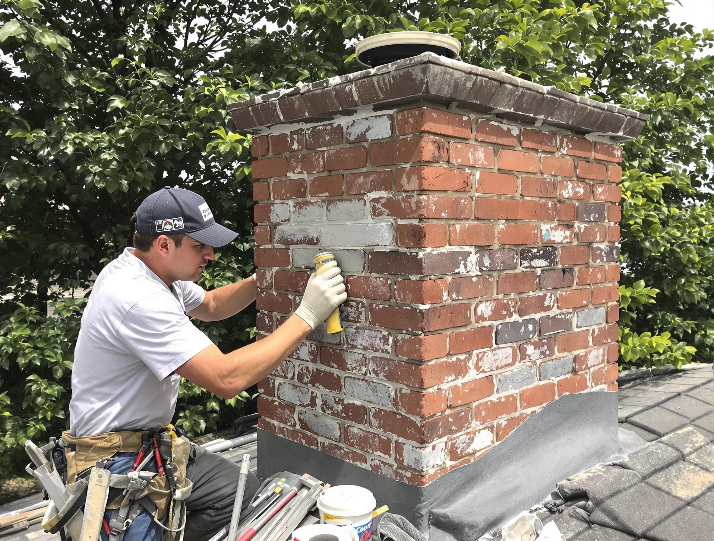 Doraville Chimney Sweep restoring an aging chimney in Doraville, GA