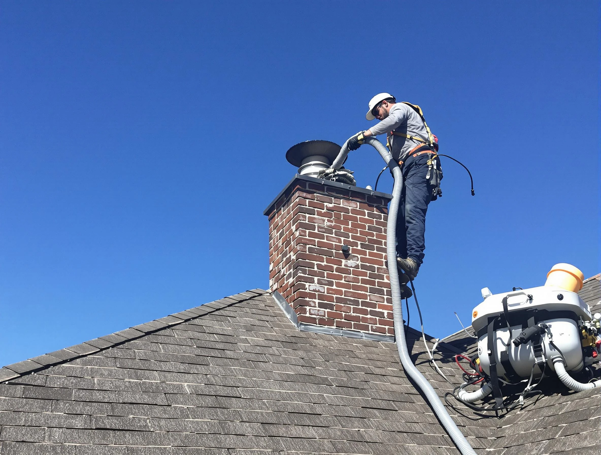 Dedicated Doraville Chimney Sweep team member cleaning a chimney in Doraville, GA