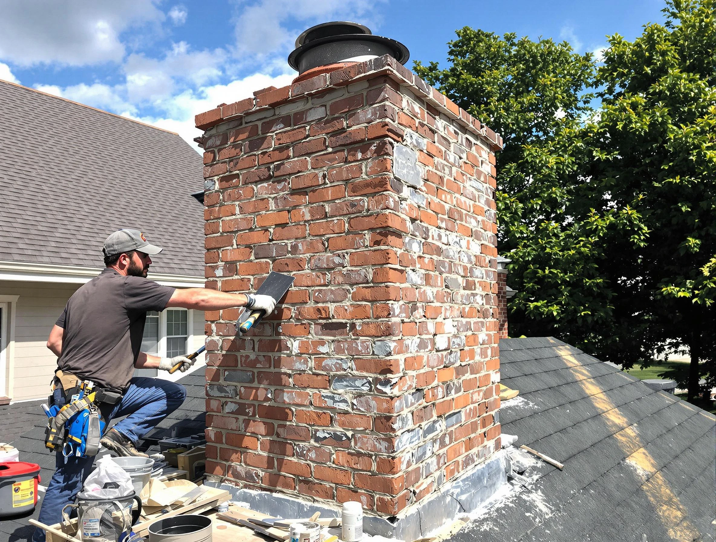 Completed chimney rebuild by Doraville Chimney Sweep in Doraville, GA