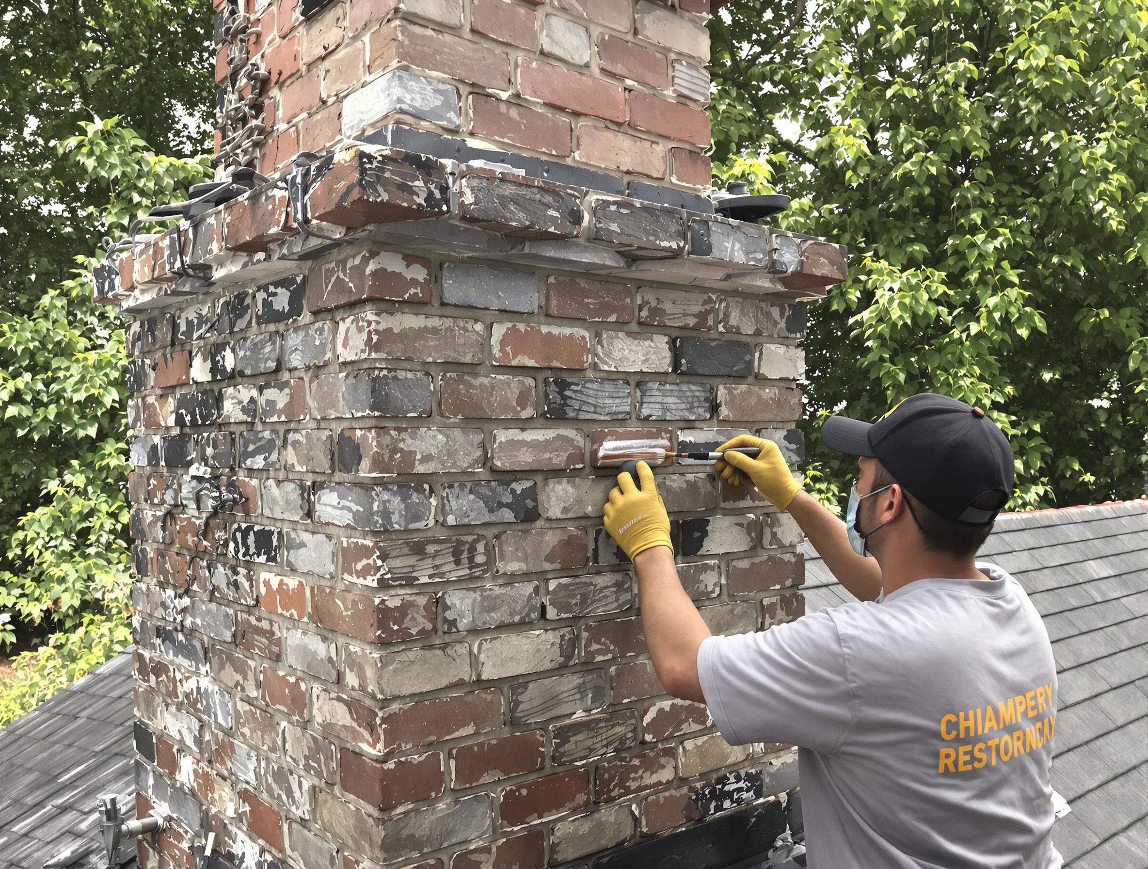 In-progress chimney restoration by Doraville Chimney Sweep in Doraville, GA